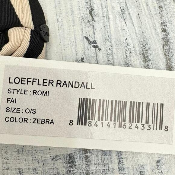 Loeffler Randall Zebra Print Hair Scrunchie Black Beige NWT - Picture 2 of 4